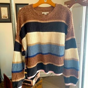 American Eagle Striped Balloon Sleeve Sweater